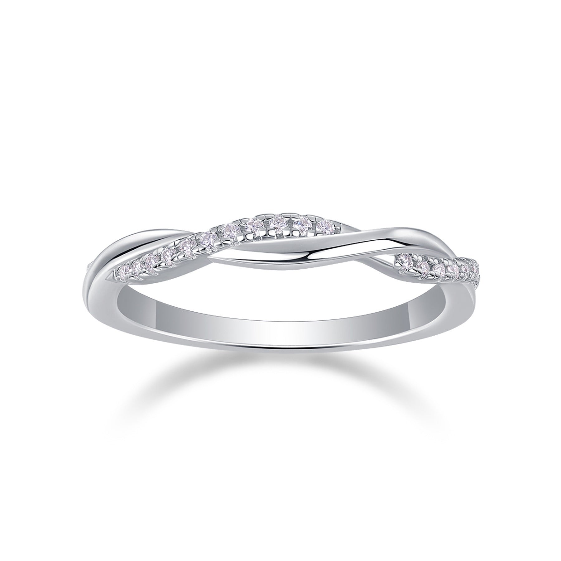 Twins Moissanite Band Ring in Sterling Silver