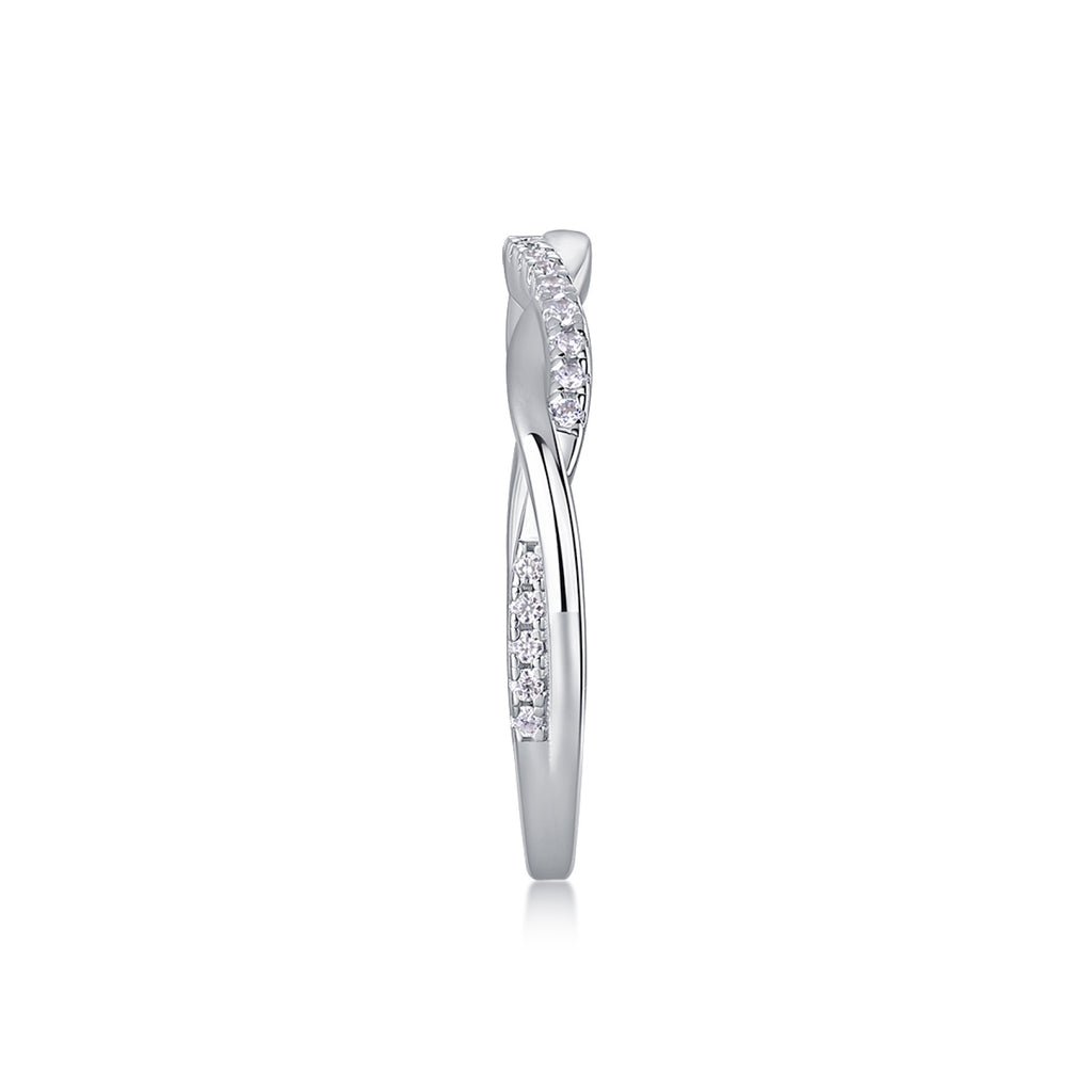 Twins Moissanite Band Ring in Sterling Silver