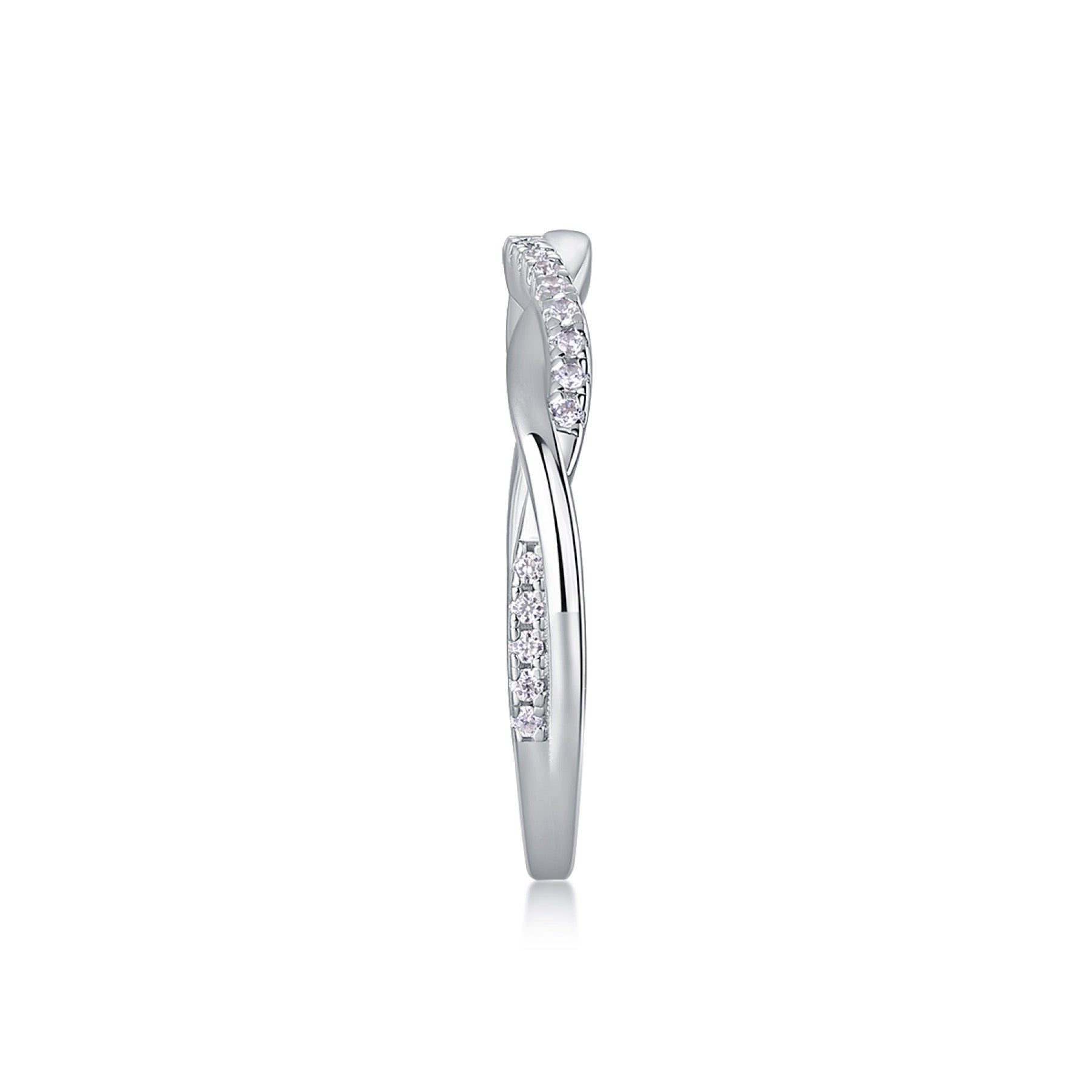 Twins Moissanite Band Ring in Sterling Silver