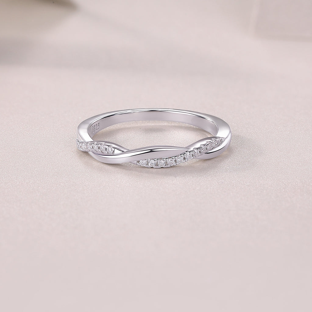 Twins Moissanite Band Ring in Sterling Silver
