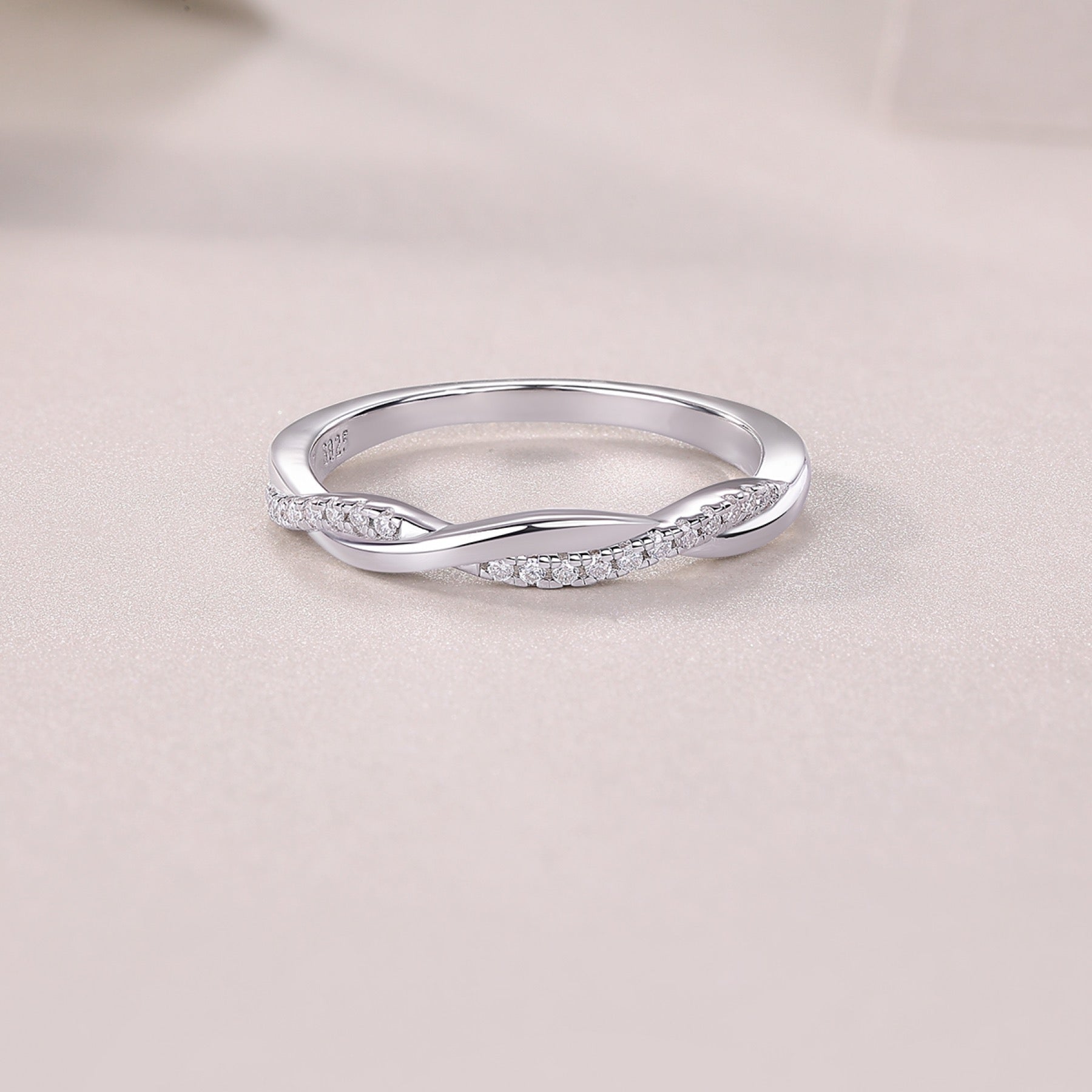 Twins Moissanite Band Ring in Sterling Silver