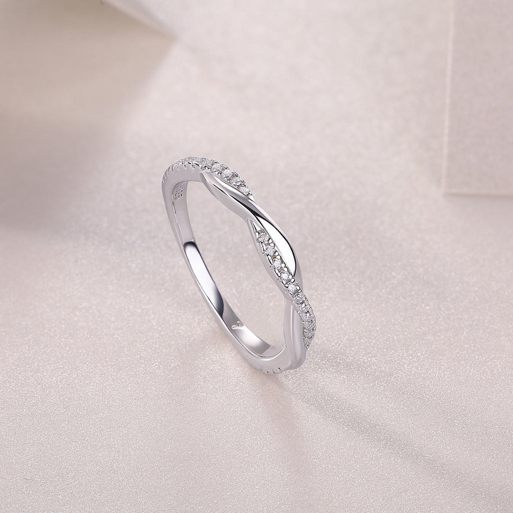 Twins Moissanite Band Ring in Sterling Silver