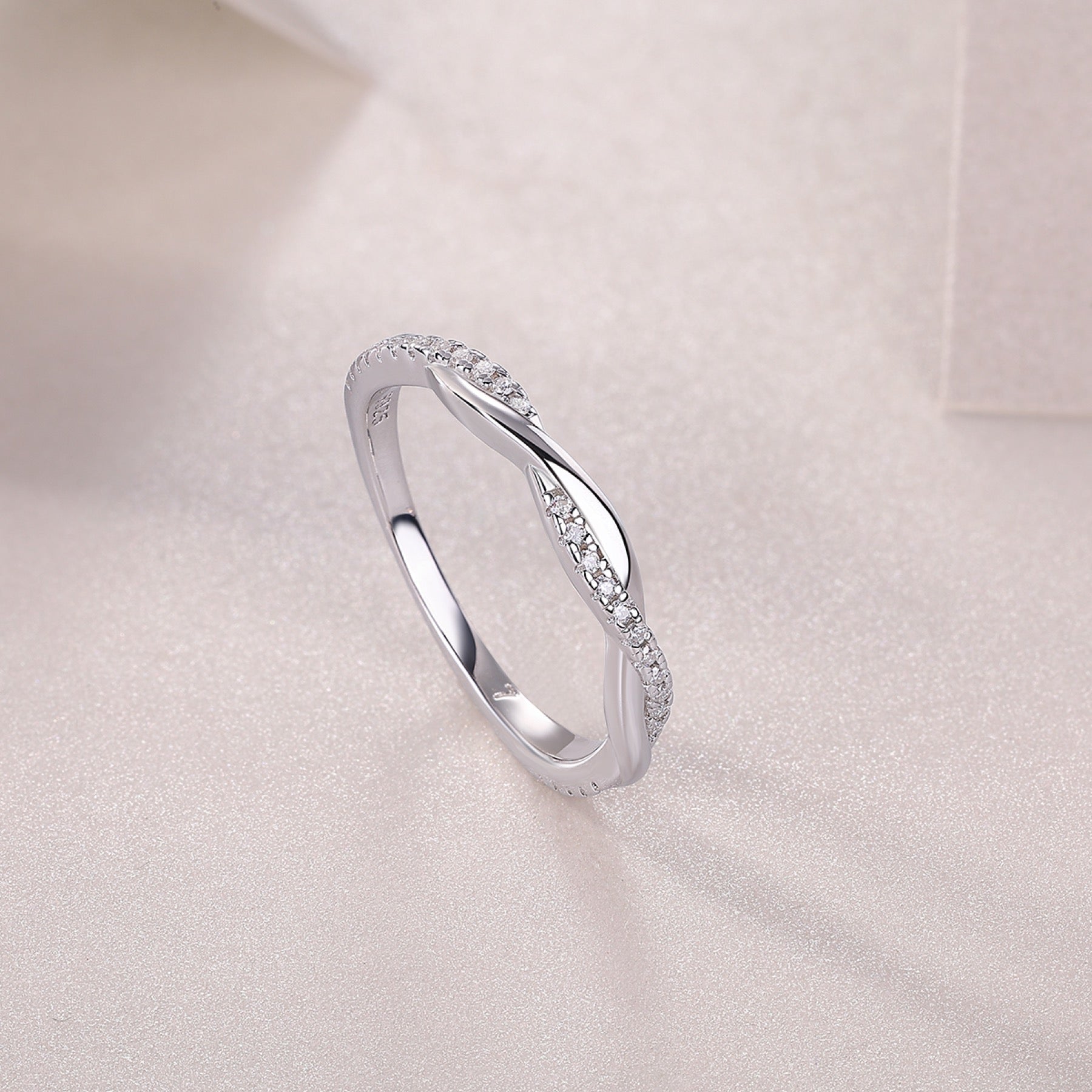 Twins Moissanite Band Ring in Sterling Silver