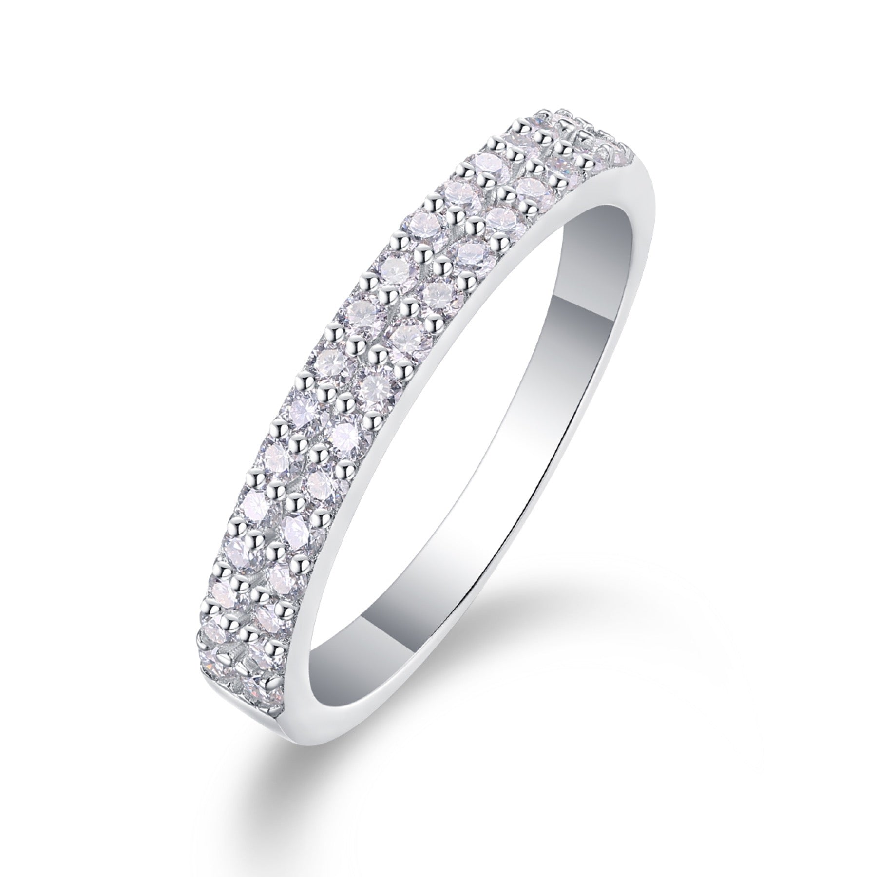 Dazzle Moissanite Band Ring in Sterling Silver