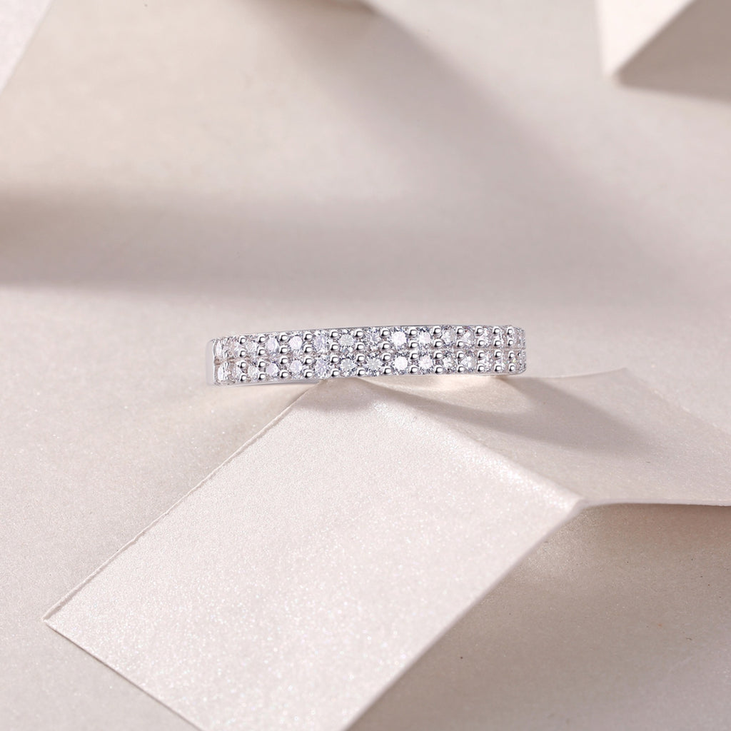 Dazzle Moissanite Band Ring in Sterling Silver