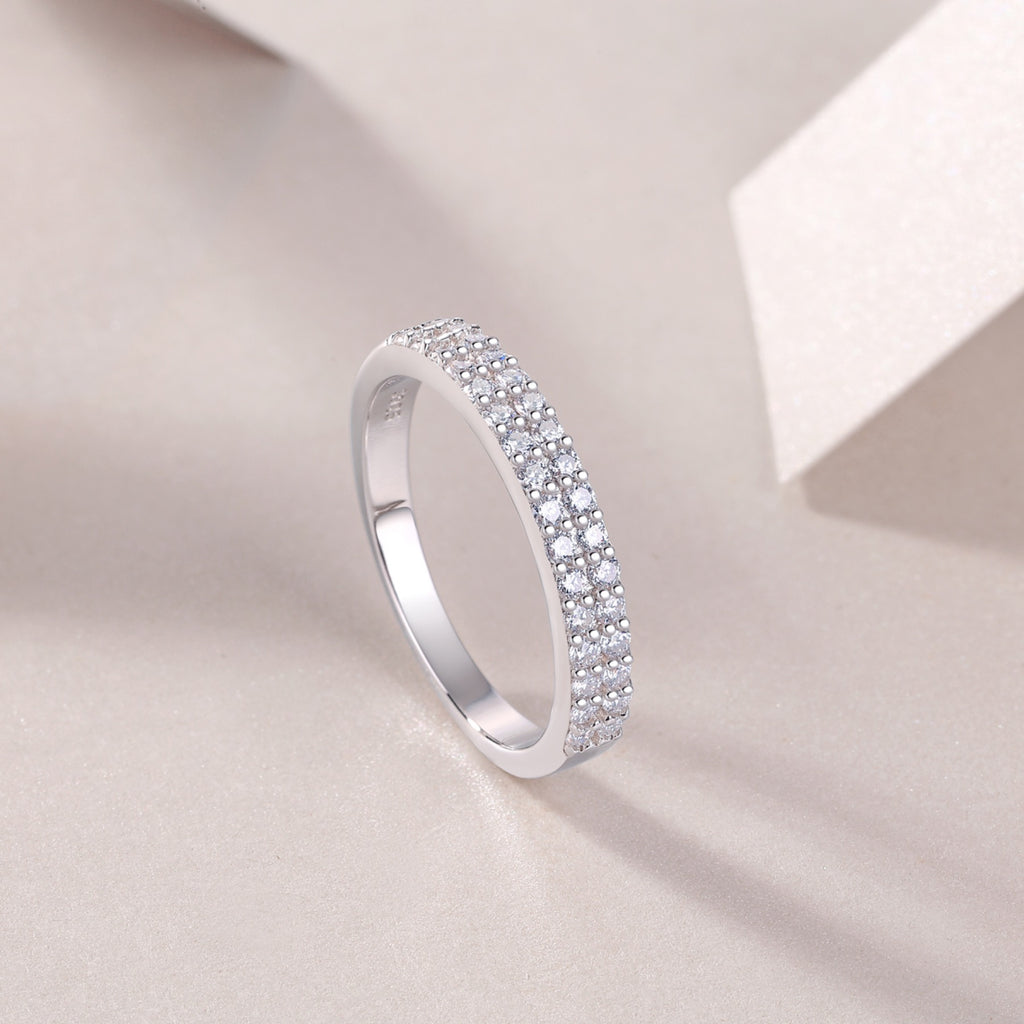 Dazzle Moissanite Band Ring in Sterling Silver