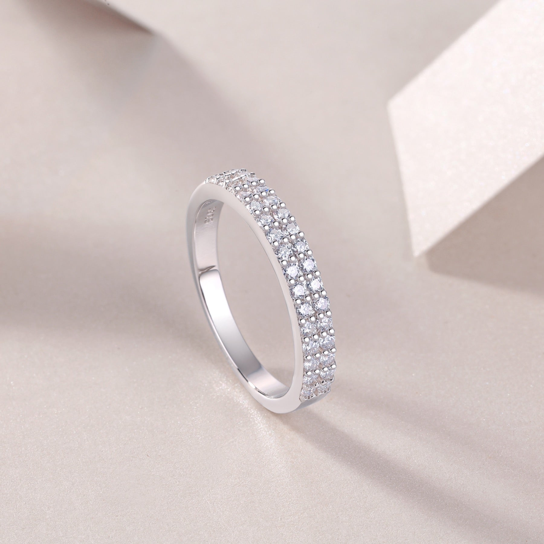 Dazzle Moissanite Band Ring in Sterling Silver