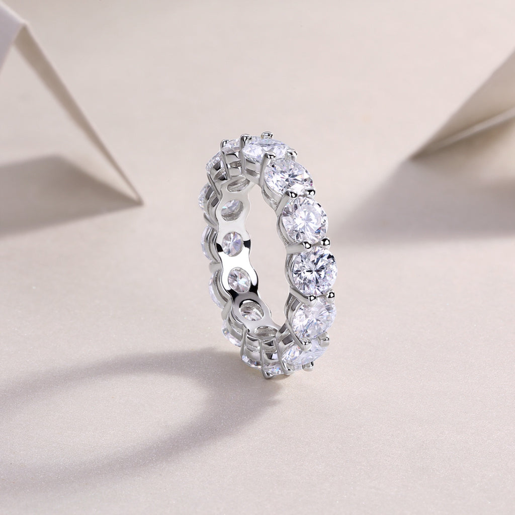 Twinkle Moissanite Eternity Band Ring in Sterling Silver