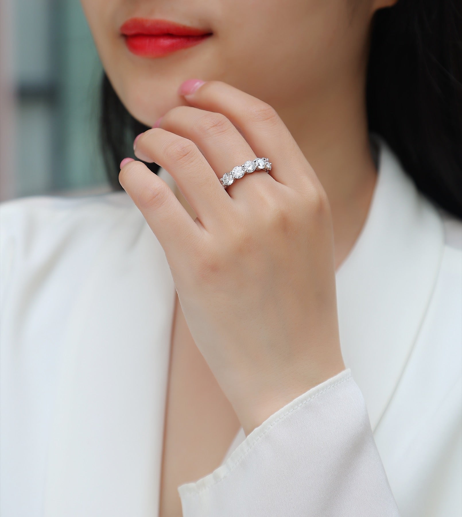 Twinkle Moissanite Eternity Band Ring in Sterling Silver