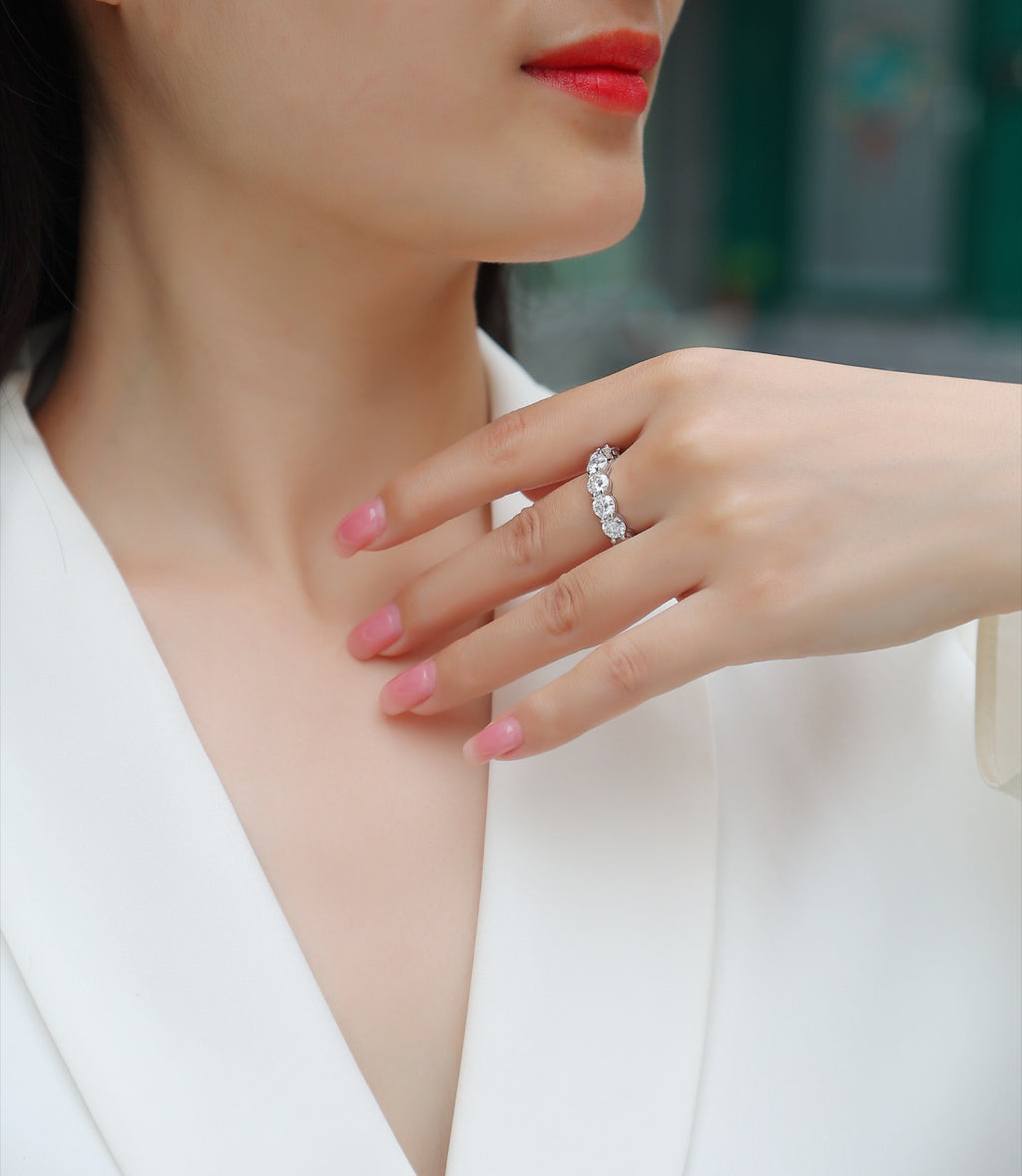 Twinkle Moissanite Eternity Band Ring in Sterling Silver