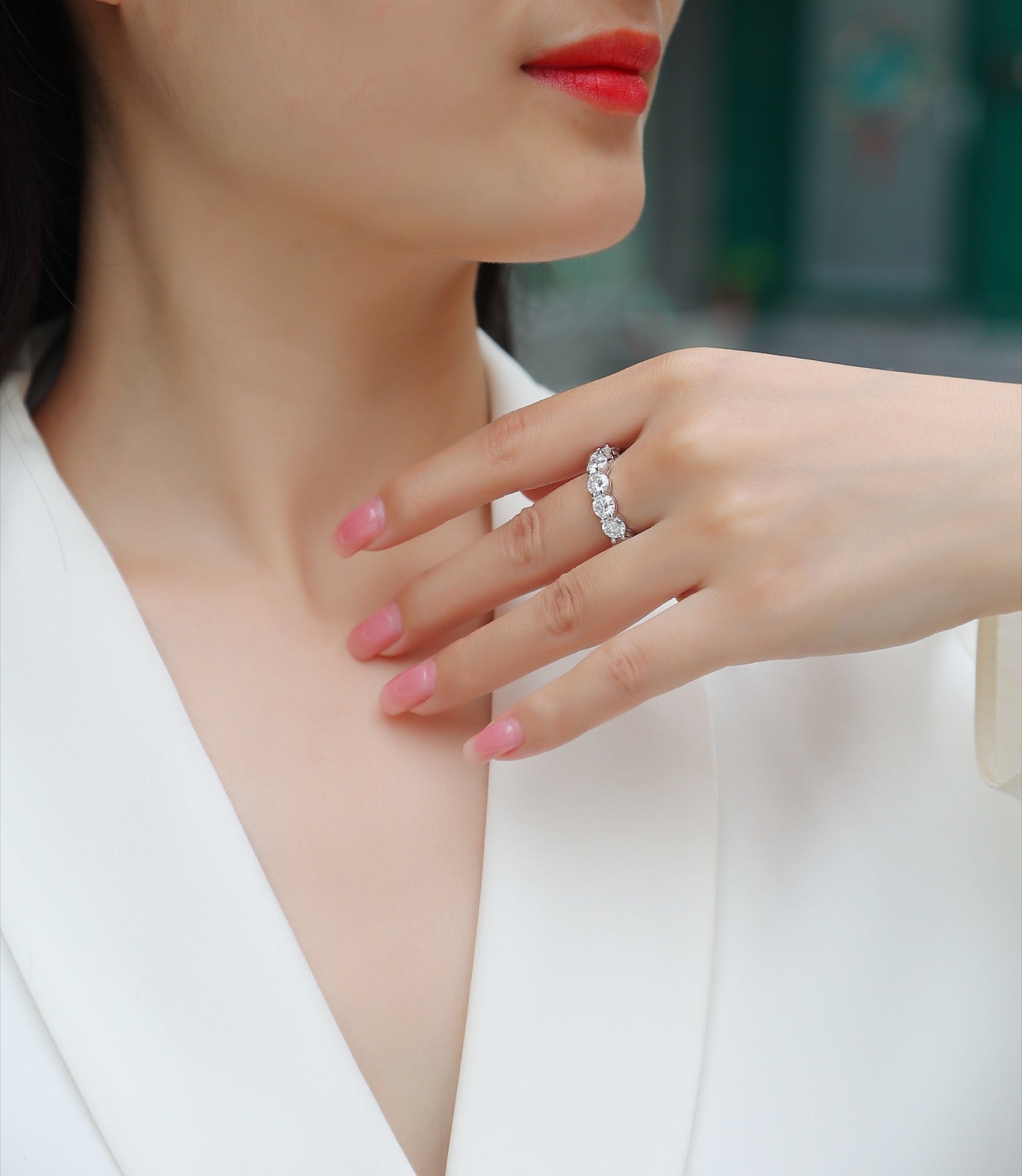 Twinkle Moissanite Eternity Band Ring in Sterling Silver