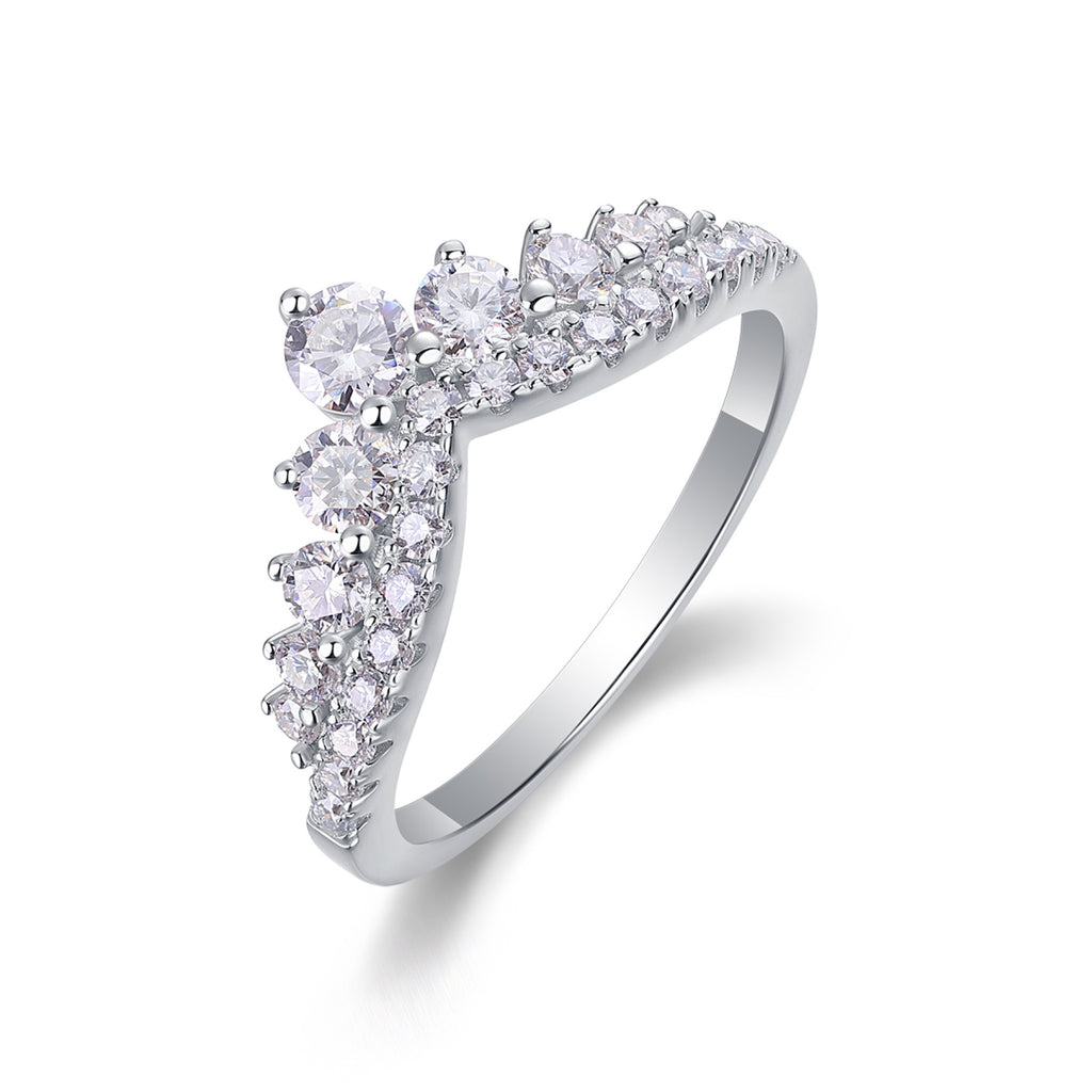 Victoria Moissanite Tiara Ring in Sterling Silver