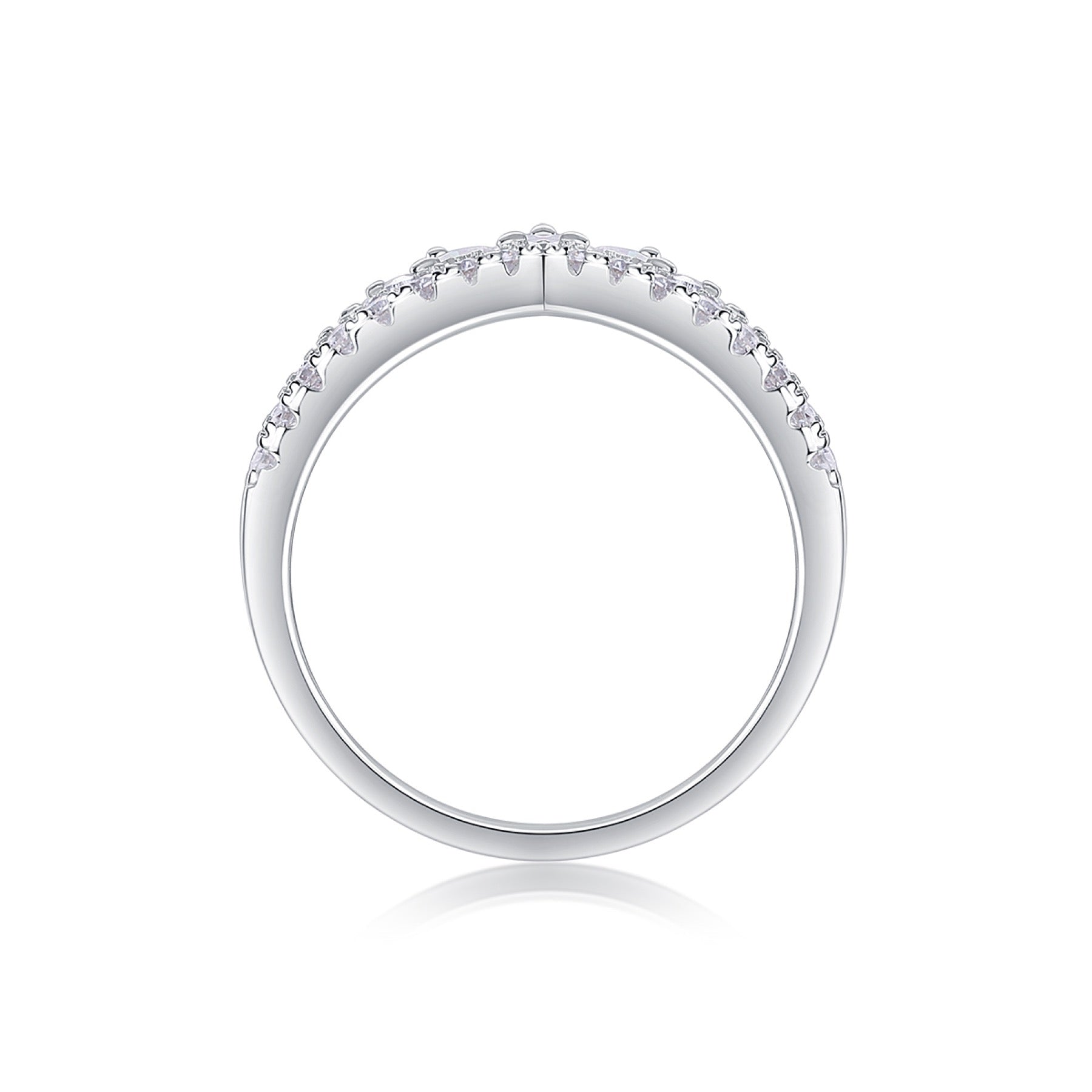 Victoria Moissanite Tiara Ring in Sterling Silver
