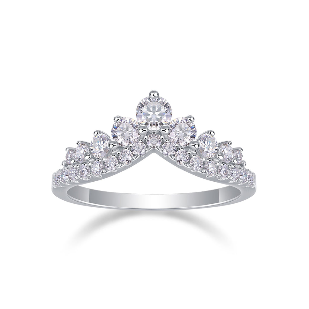 Victoria Moissanite Tiara Ring in Sterling Silver