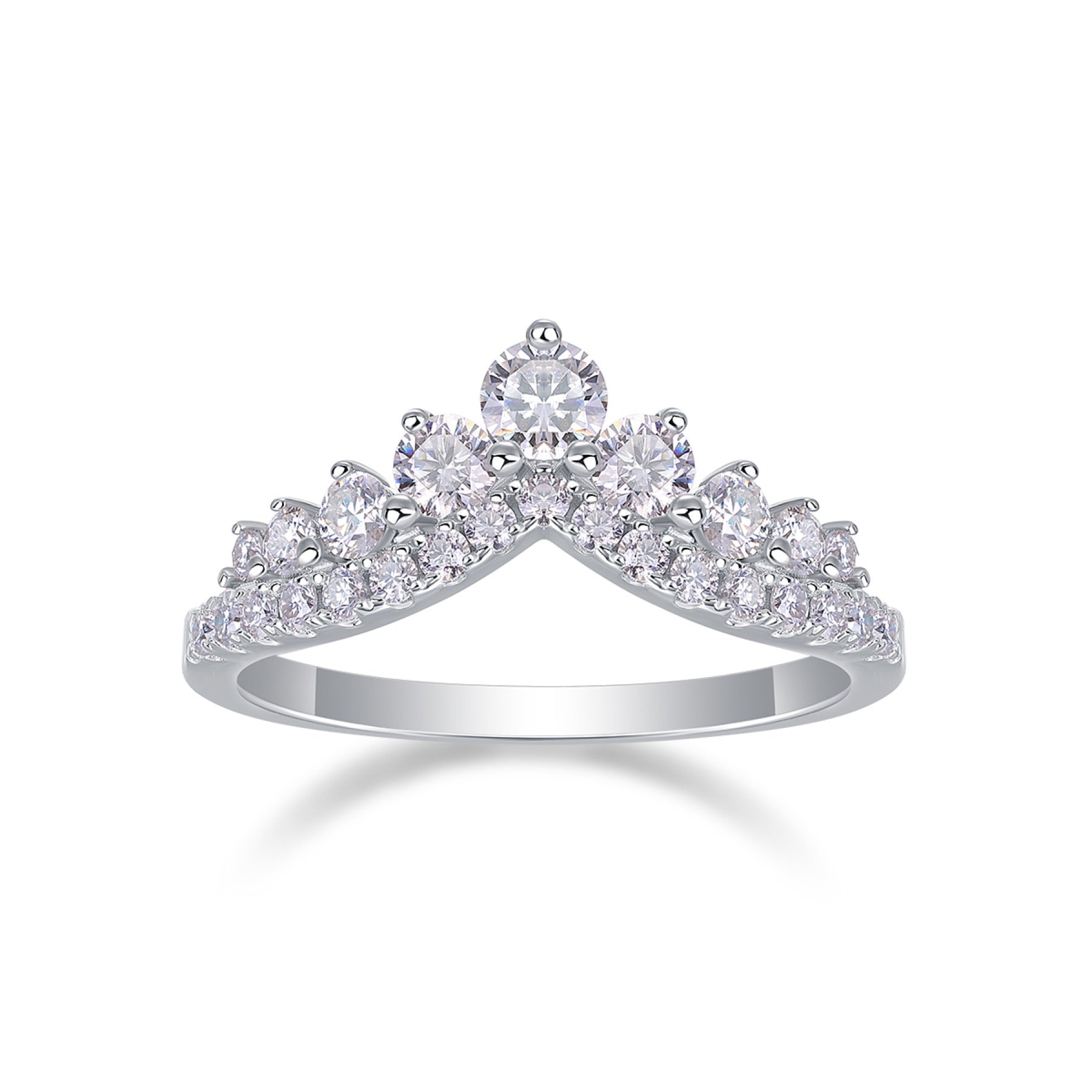 Victoria Moissanite Tiara Ring in Sterling Silver