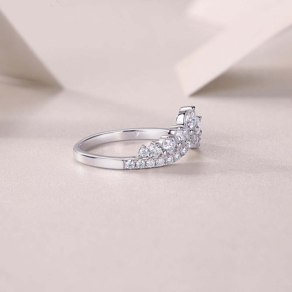 Victoria Moissanite Tiara Ring in Sterling Silver