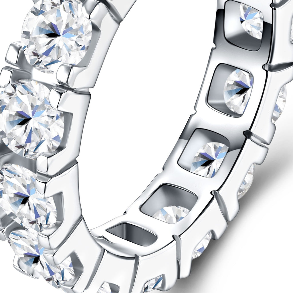 Circlet Moissanite Eternity Band Ring in Sterling Silver — detail