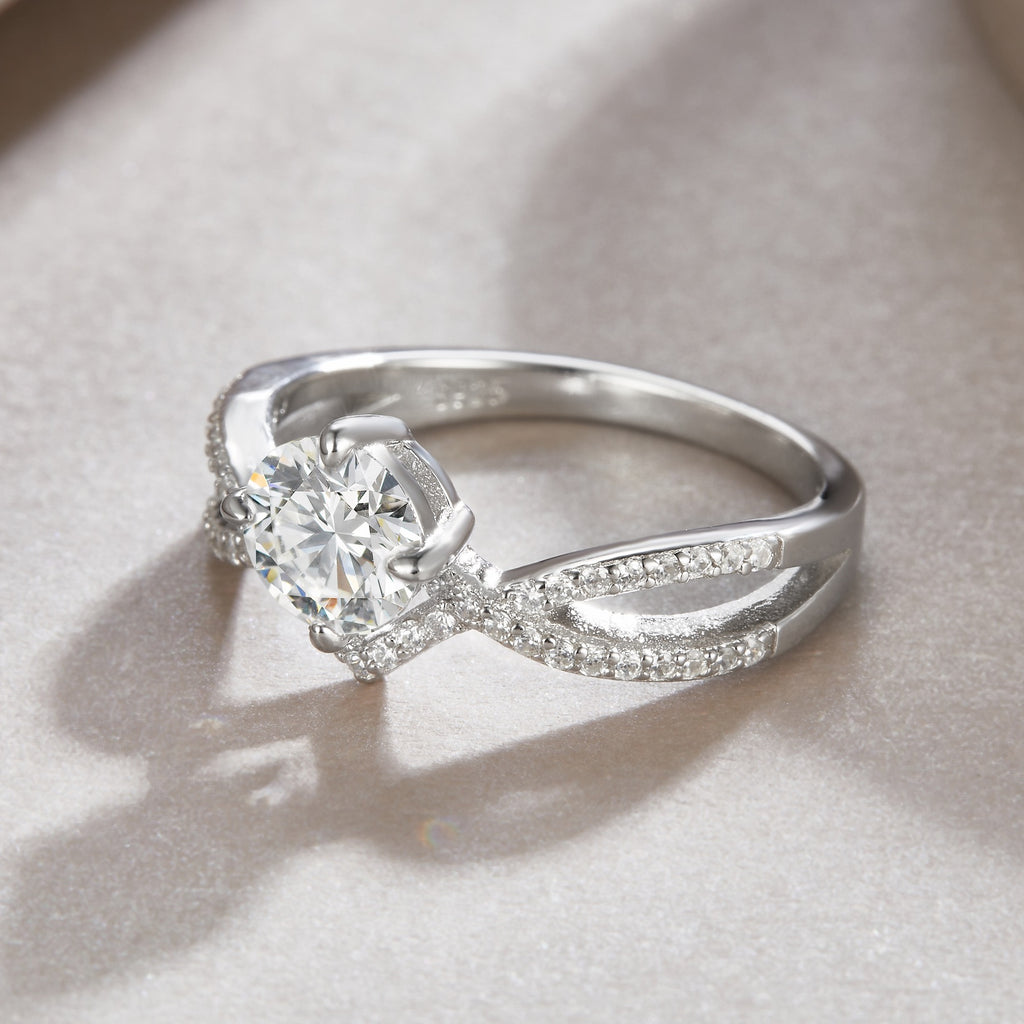 Sacred Vow Moissanite Solitaire Ring in Sterling Silver