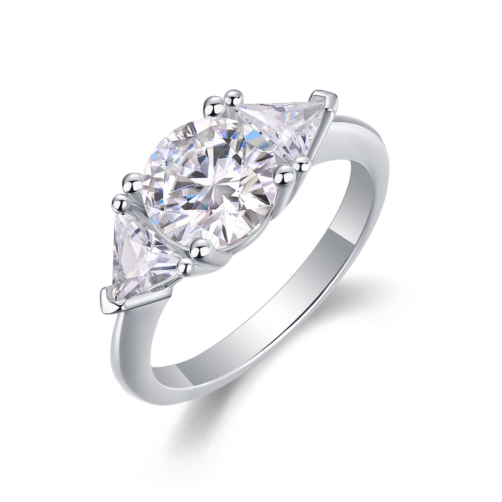 Ocean Pear-Cut Moissanite Three-Stone Ring in Sterling Silver