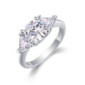 Ocean Pear-Cut Moissanite Three-Stone Ring in Sterling Silver