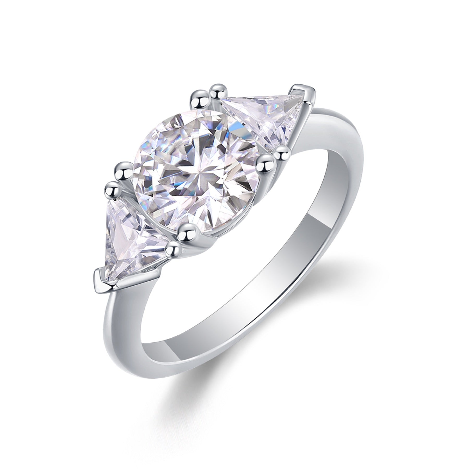 Ocean Pear-Cut Moissanite Three-Stone Ring in Sterling Silver