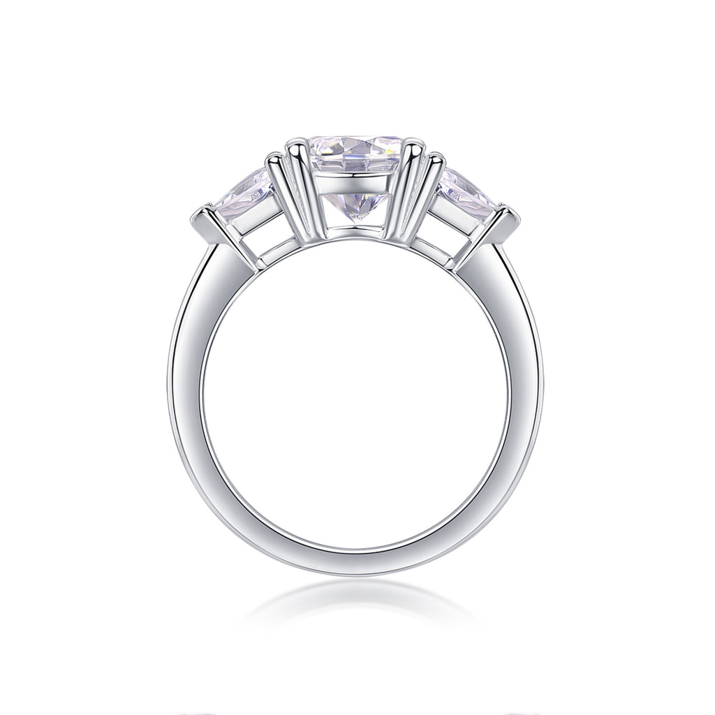 Ocean Pear-Cut Moissanite Three-Stone Ring in Sterling Silver