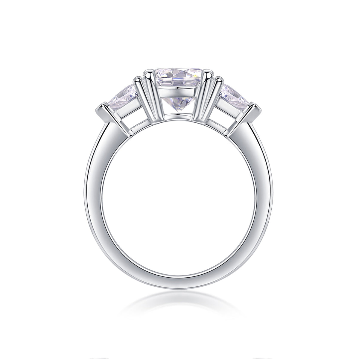 Ocean 2 Carat Moissanite Three-Stone Ring in Sterling Silver