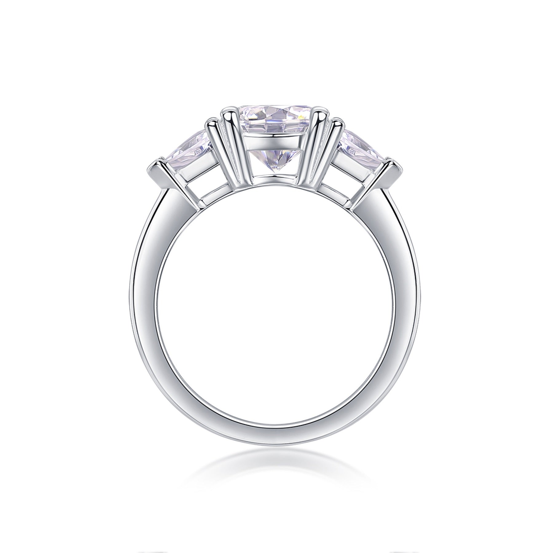 Ocean Pear-Cut Moissanite Three-Stone Ring in Sterling Silver