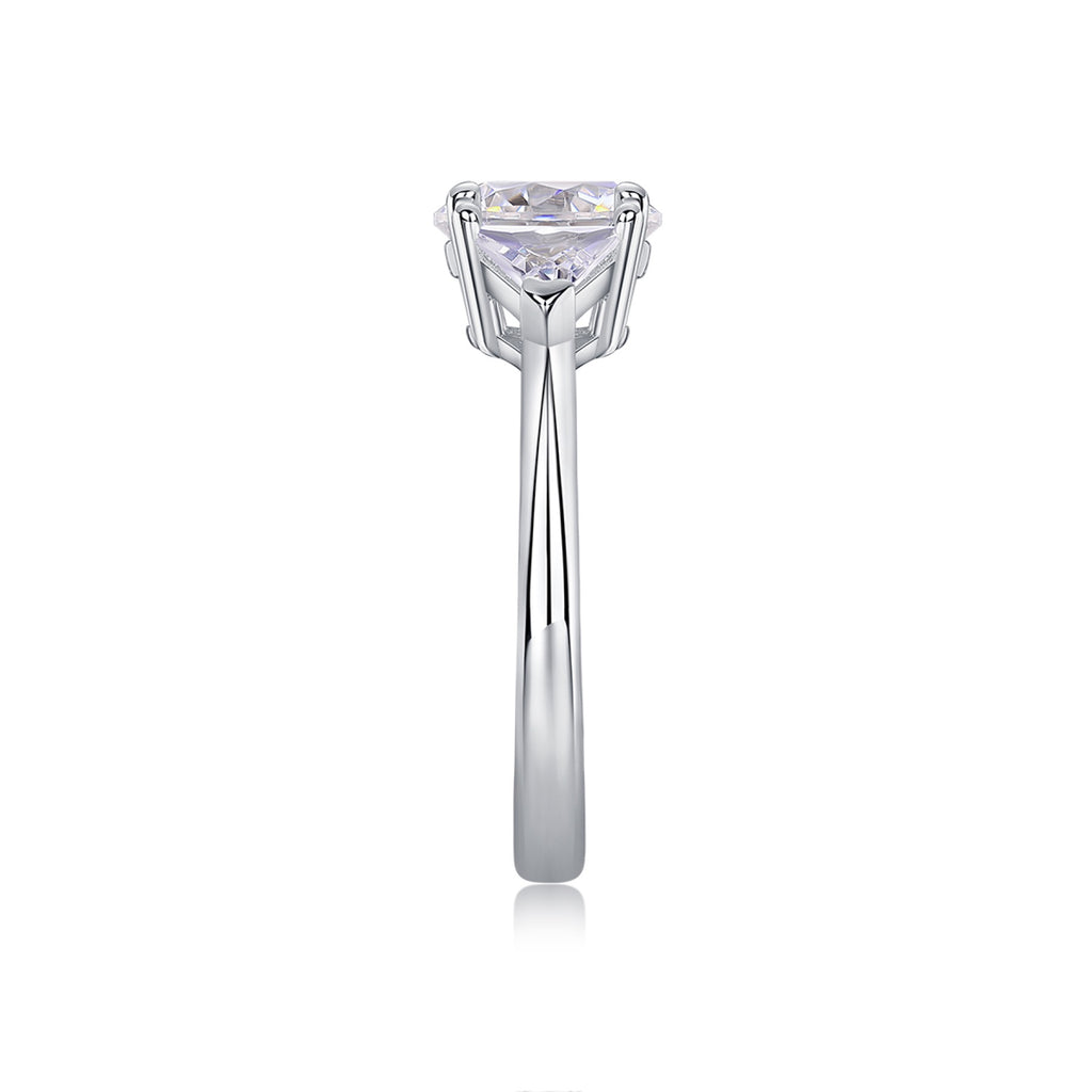Ocean Pear-Cut Moissanite Three-Stone Ring in Sterling Silver