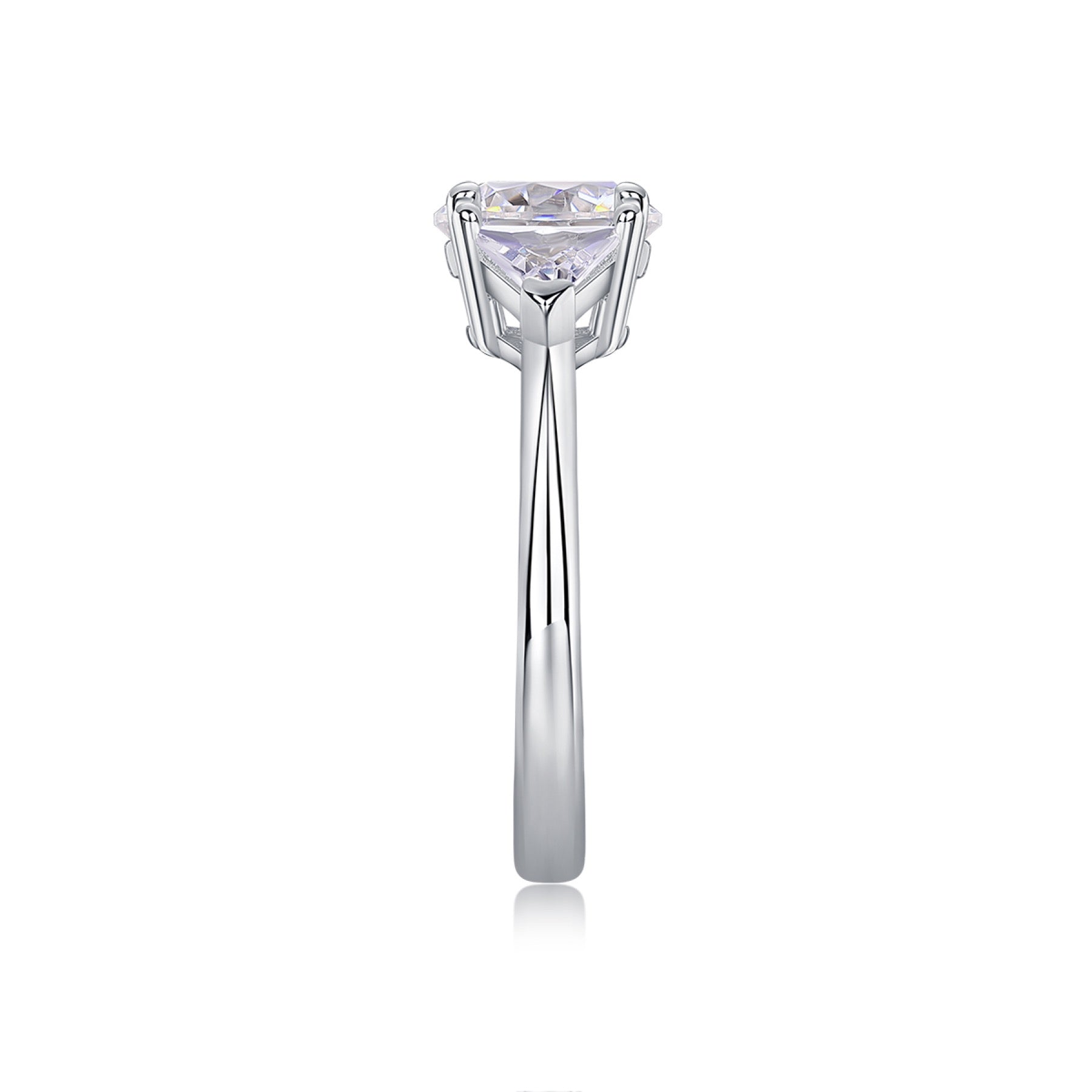 Ocean Pear-Cut Moissanite Three-Stone Ring in Sterling Silver