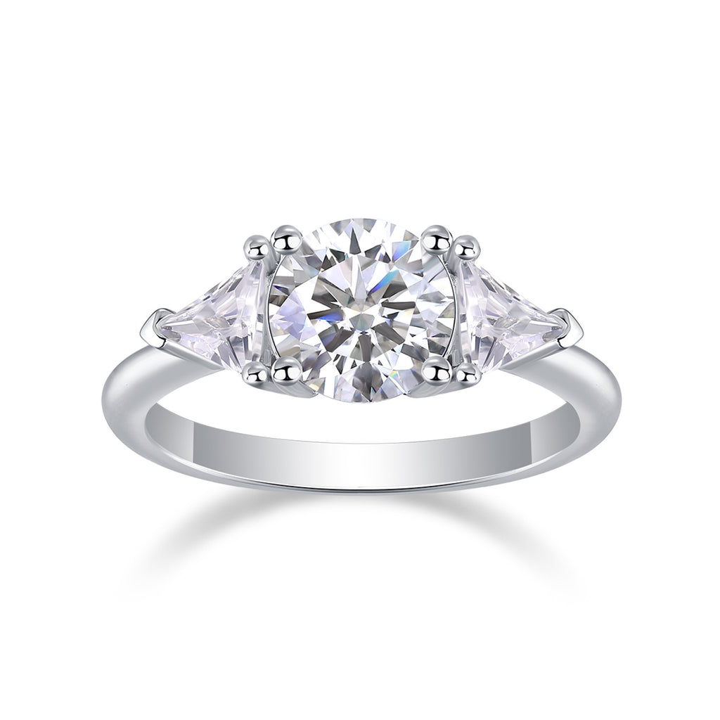 Ocean Pear-Cut Moissanite Three-Stone Ring in Sterling Silver