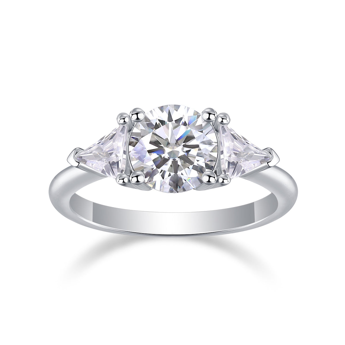 Ocean 2 Carat Moissanite Three-Stone Ring in Sterling Silver