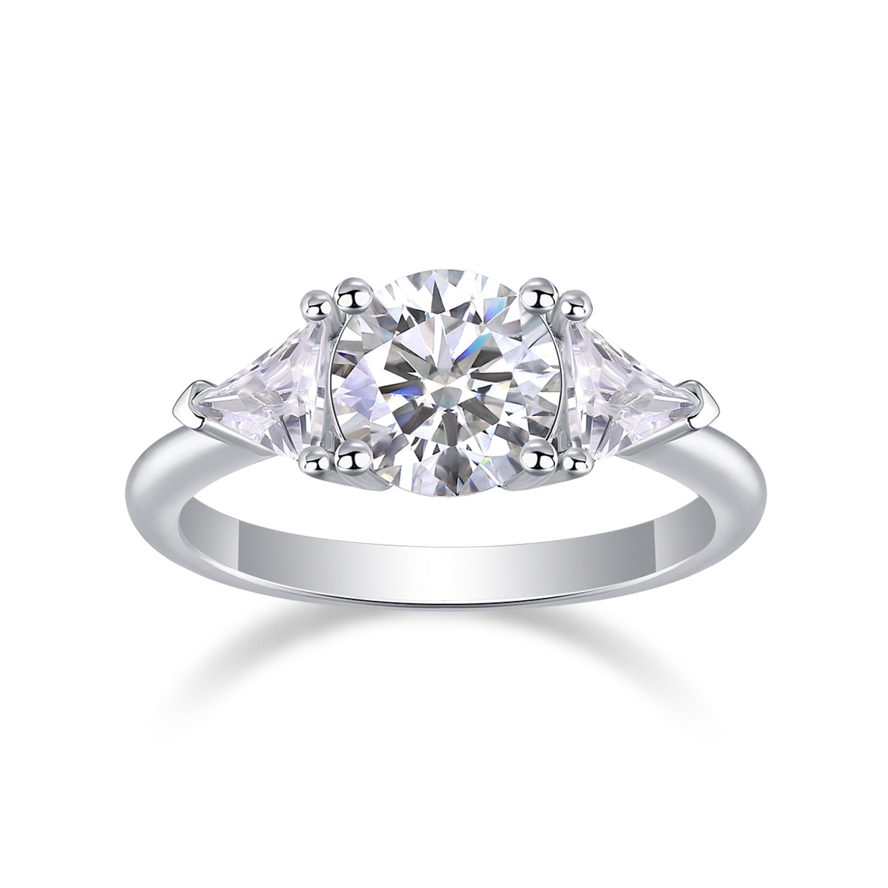 Ocean Pear-Cut Moissanite Three-Stone Ring in Sterling Silver