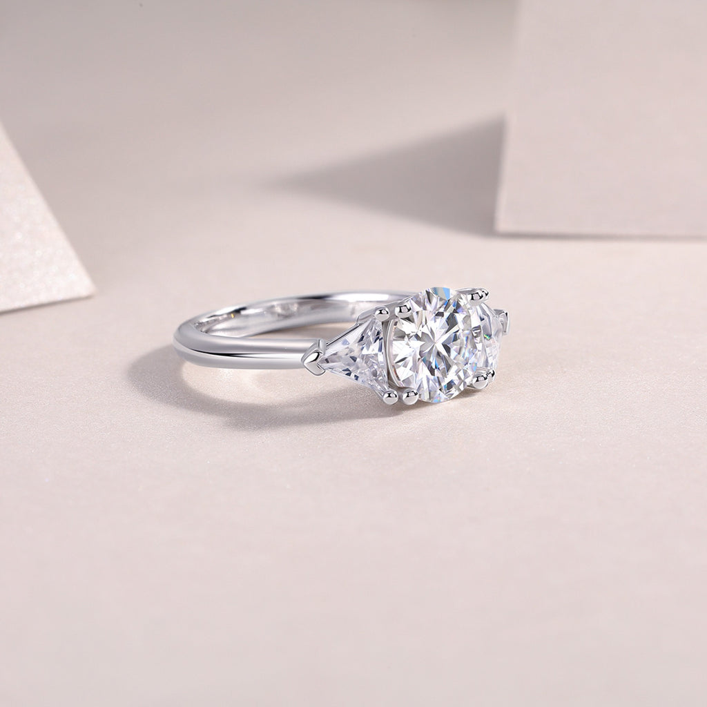 Ocean Pear-Cut Moissanite Three-Stone Ring in Sterling Silver