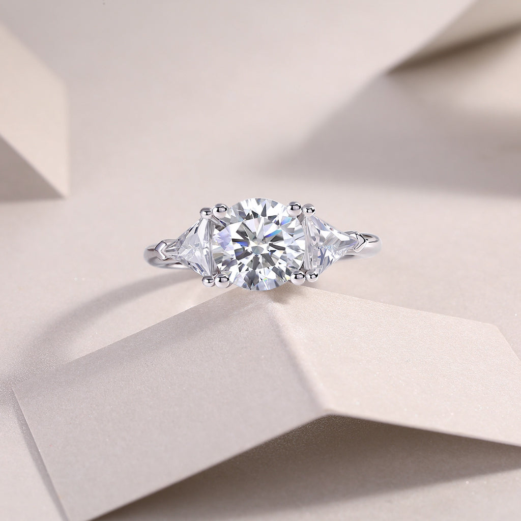 Ocean Pear-Cut Moissanite Three-Stone Ring in Sterling Silver
