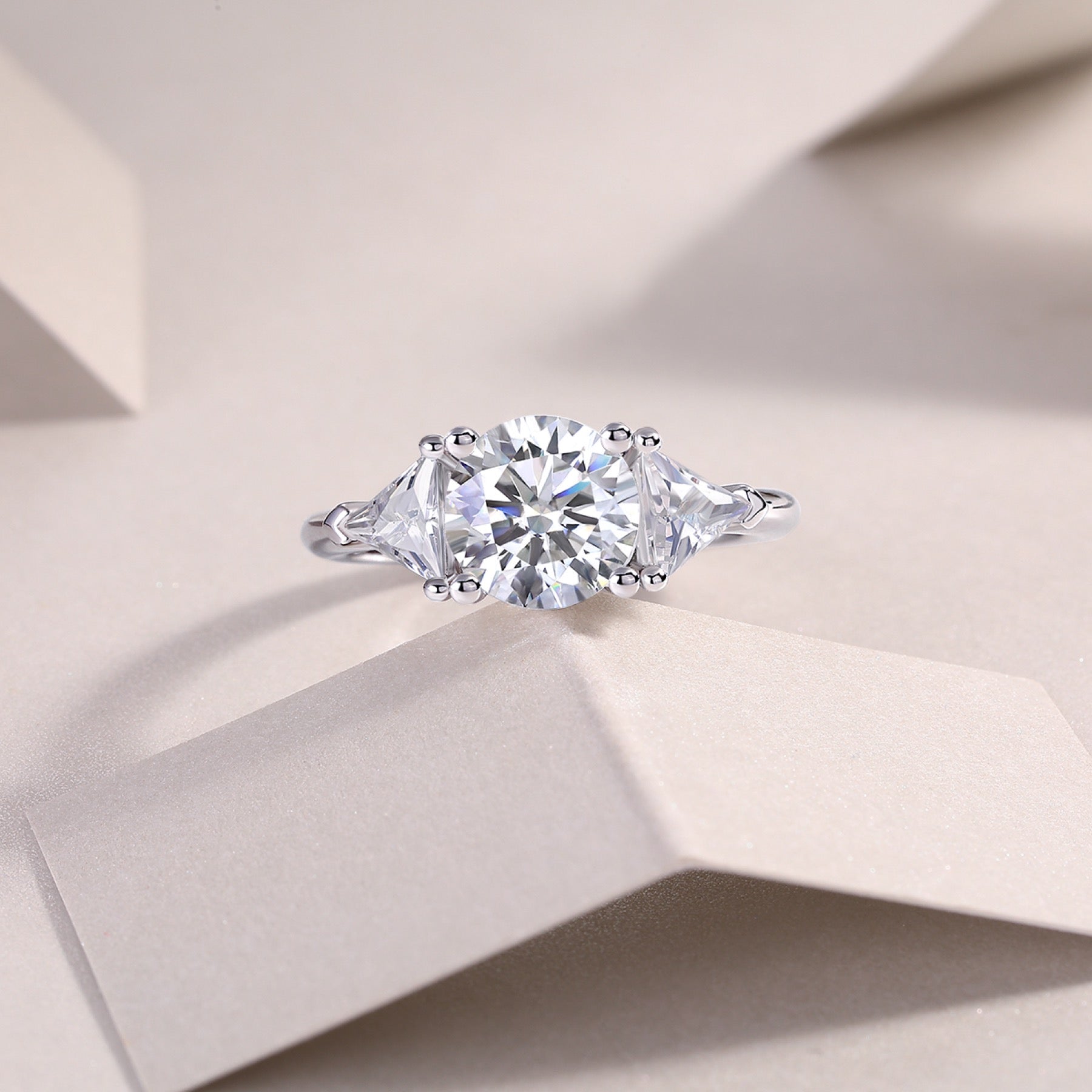 Ocean Pear-Cut Moissanite Three-Stone Ring in Sterling Silver