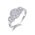 Linked Moissanite Three-Stone Ring in Sterling Silver