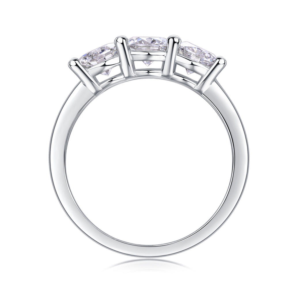 Threelife Moissanite Three-Stone Ring in Sterling Silver