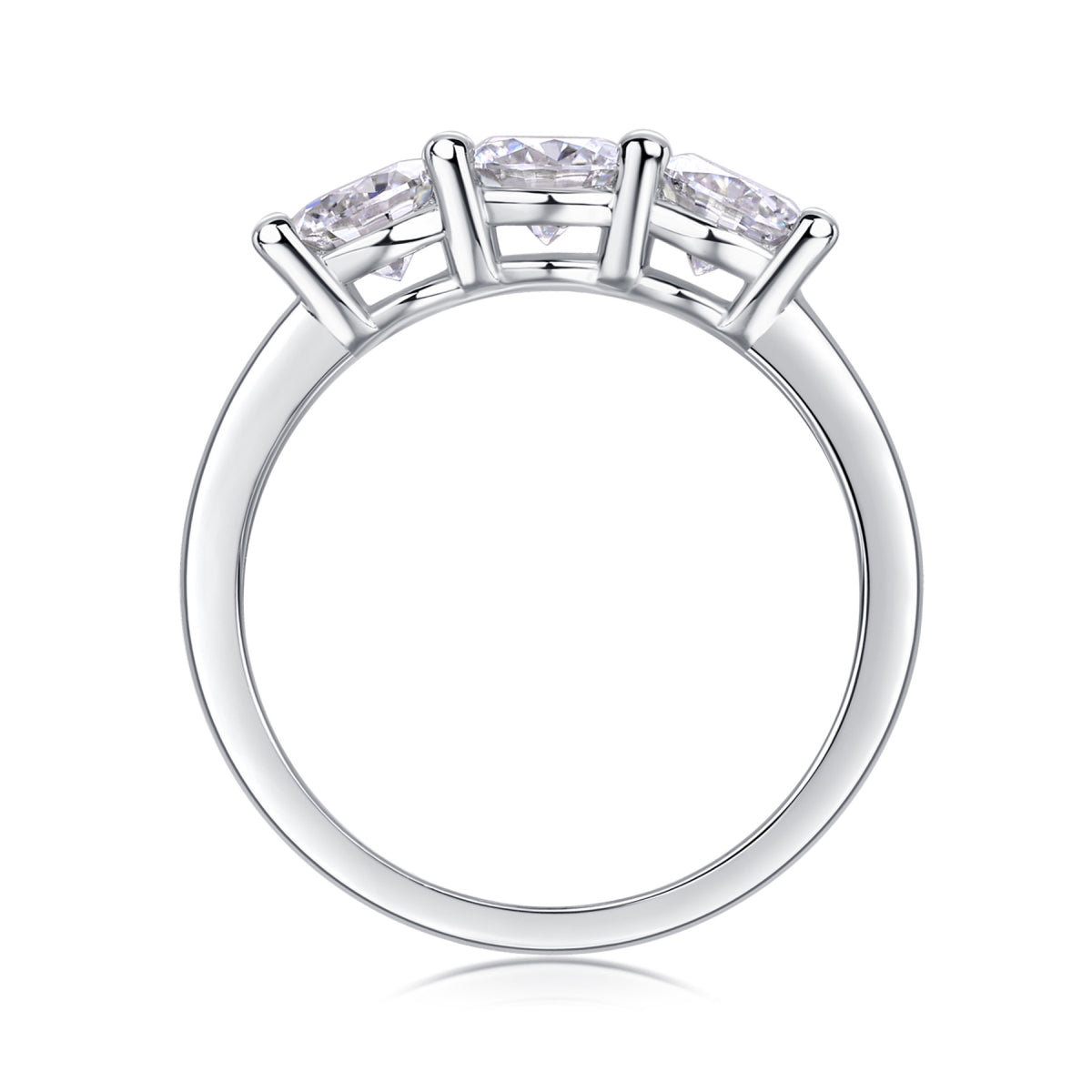 Threelife Moissanite Three-Stone Ring in Sterling Silver