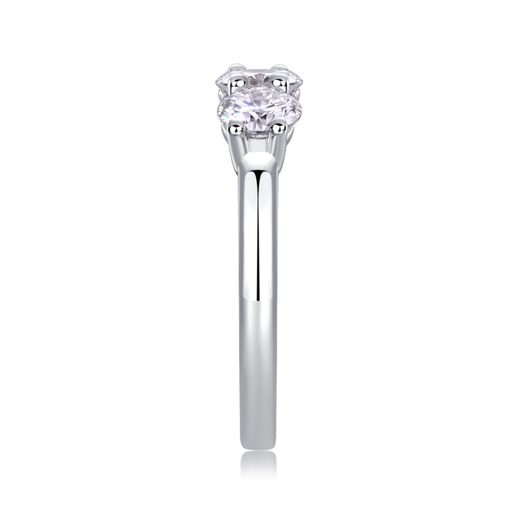 Threelife Moissanite Three-Stone Ring in Sterling Silver