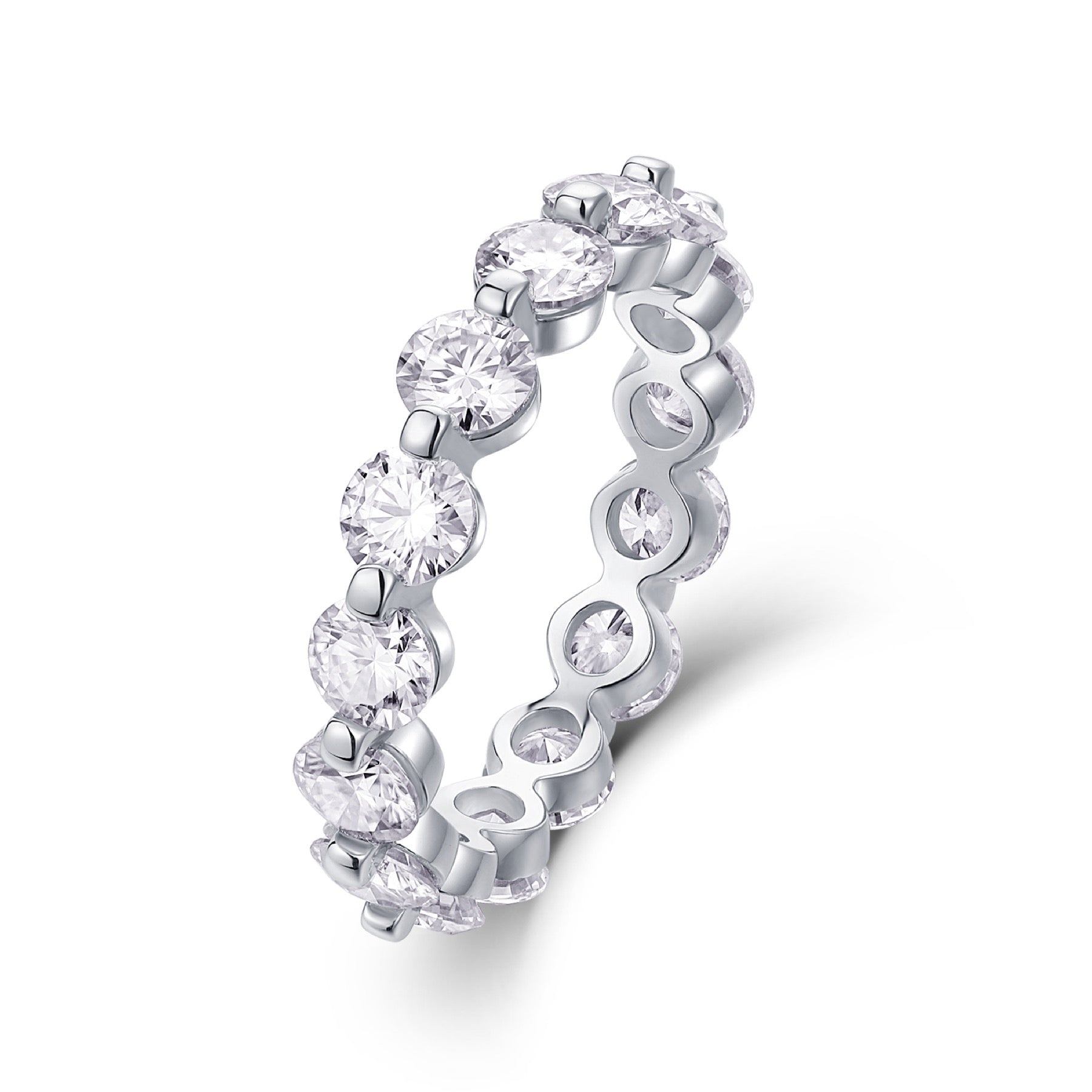 Morningstar Moissanite Eternity Band Ring in Sterling Silver