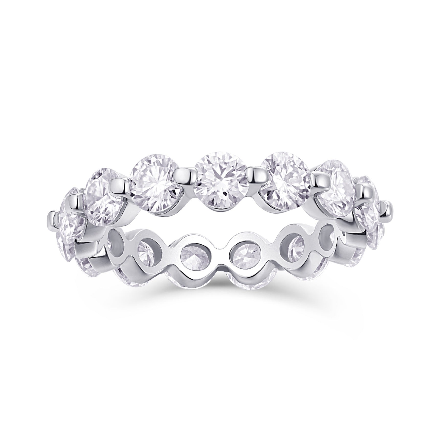 Morningstar Moissanite Eternity Band Ring in Sterling Silver