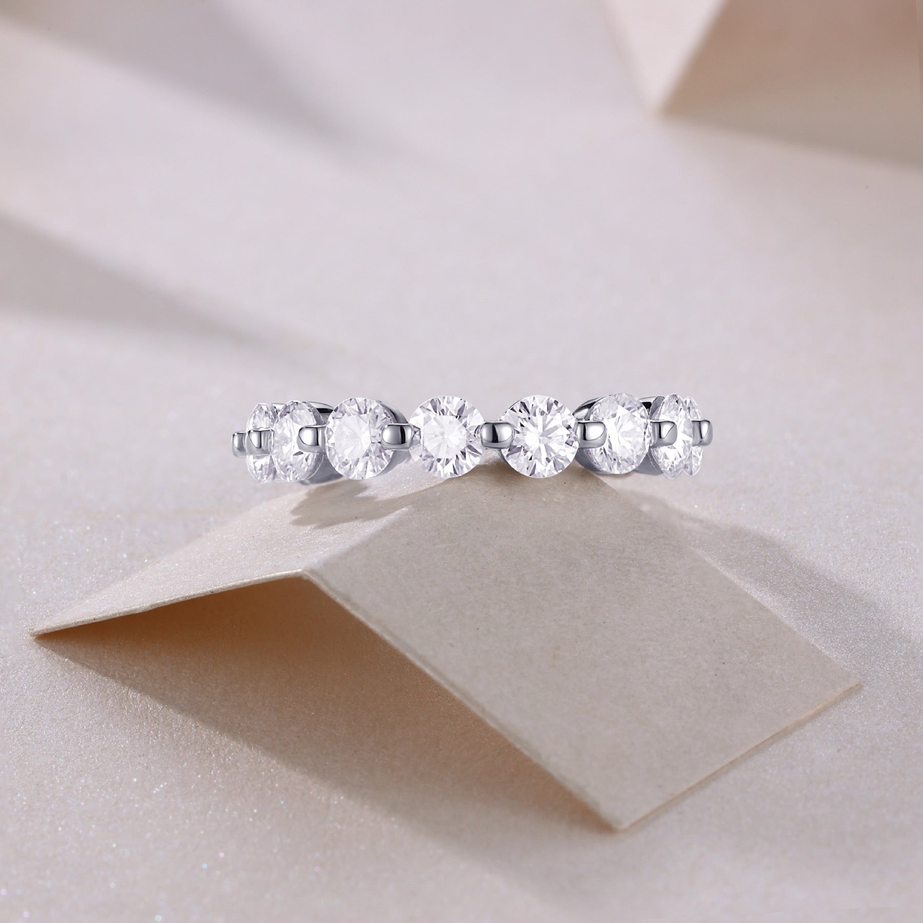 Morningstar Moissanite Eternity Band Ring in Sterling Silver