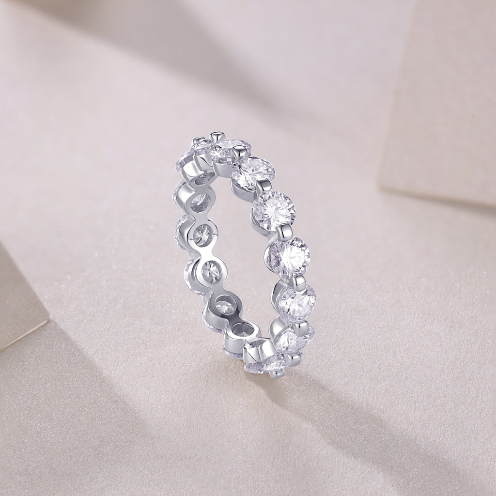 Morningstar Moissanite Eternity Band Ring in Sterling Silver