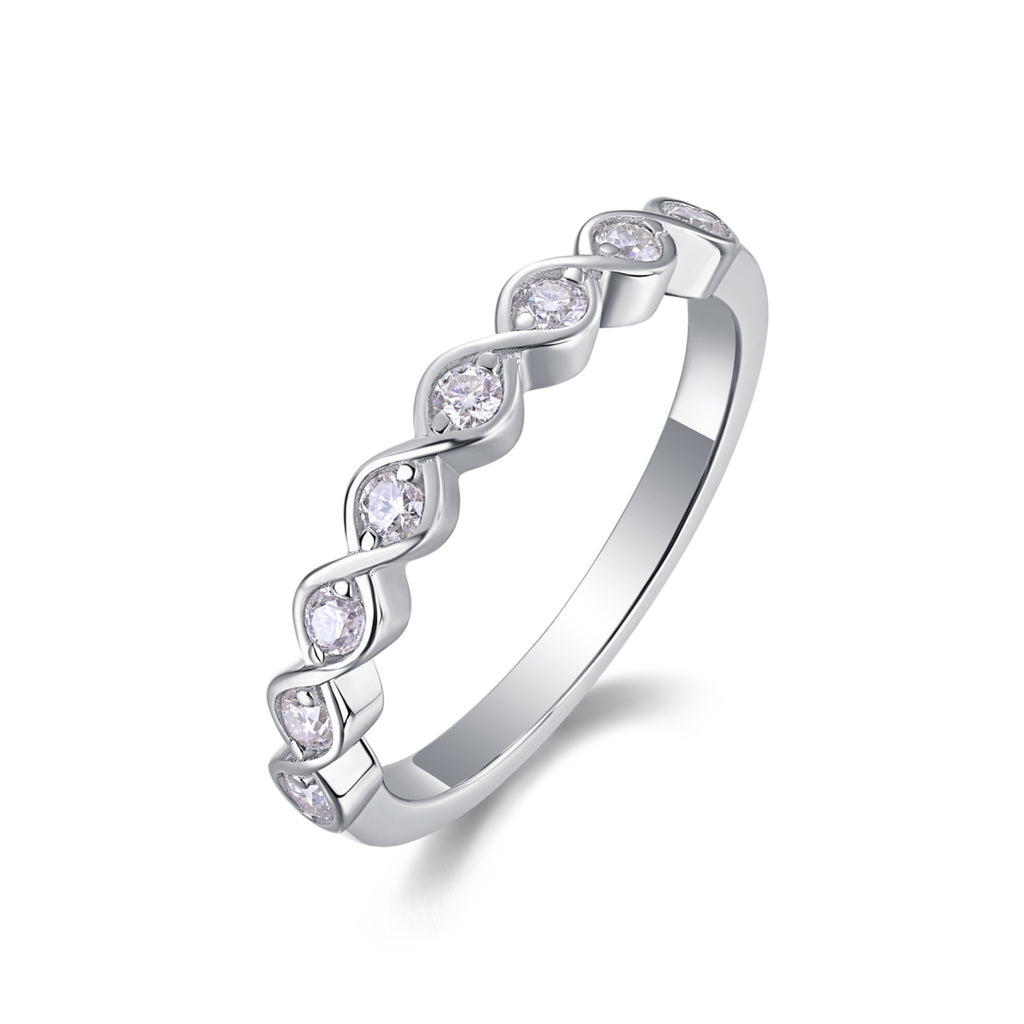 Rhombus Moissanite Eternity Band Ring in Sterling Silver