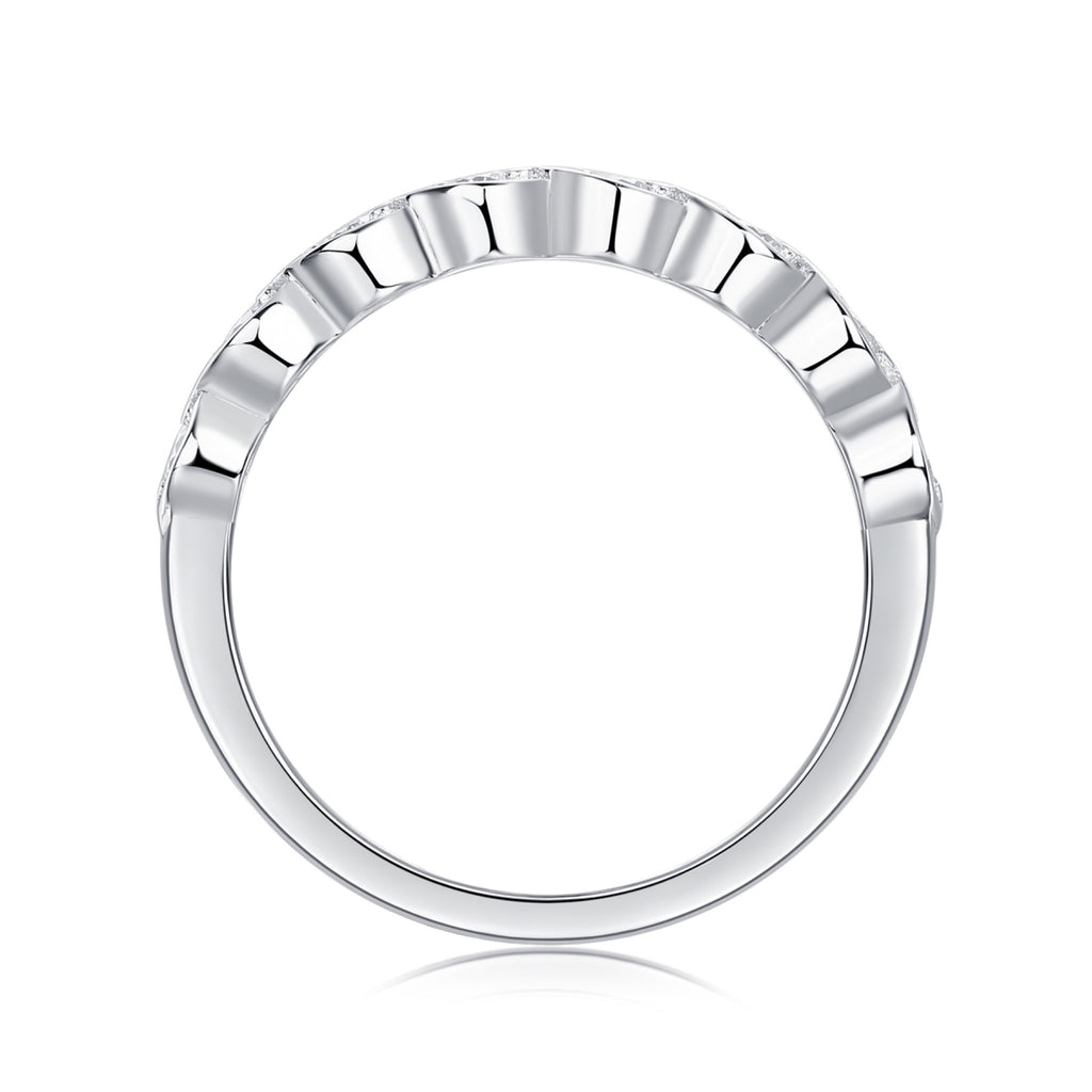 Rhombus Moissanite Eternity Band Ring in Sterling Silver