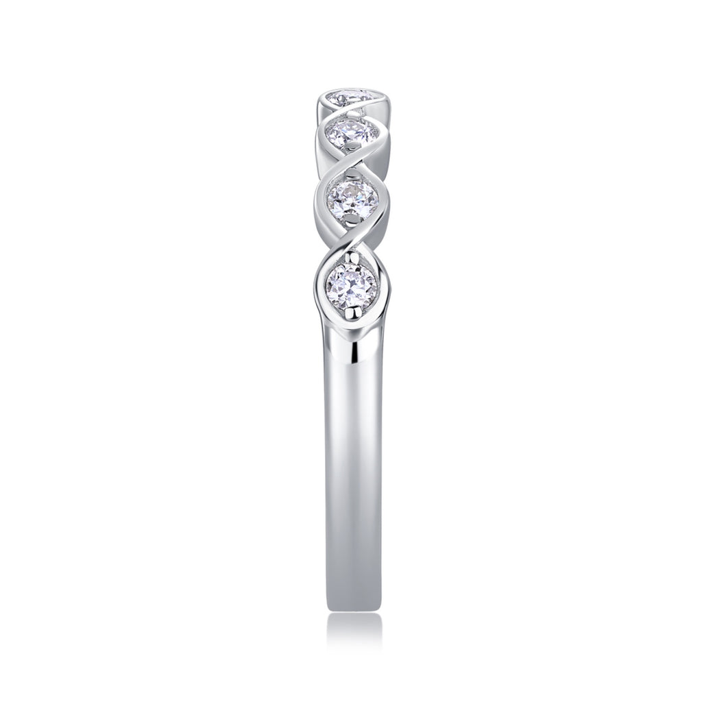 Rhombus Moissanite Eternity Band Ring in Sterling Silver