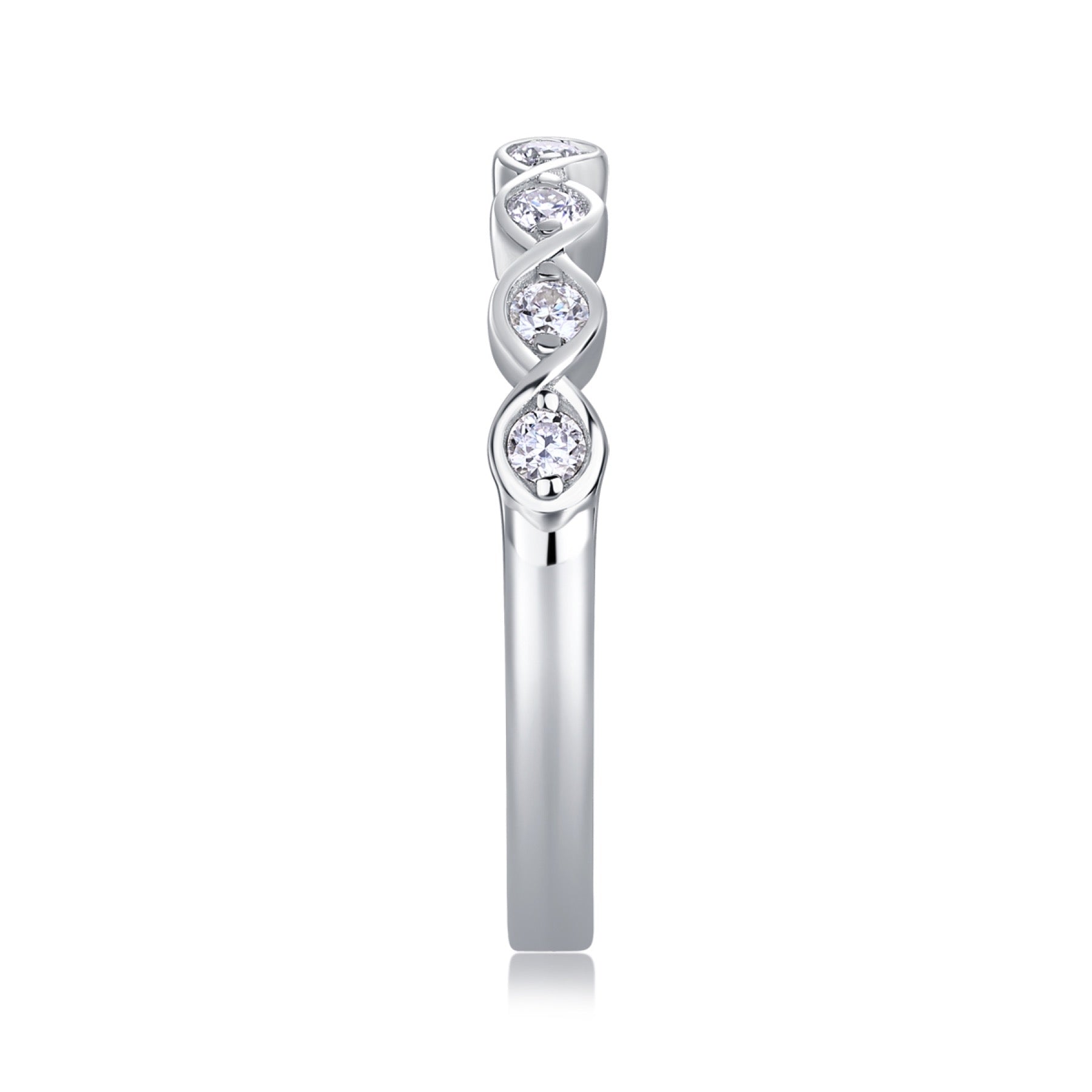 Rhombus Moissanite Eternity Band Ring in Sterling Silver