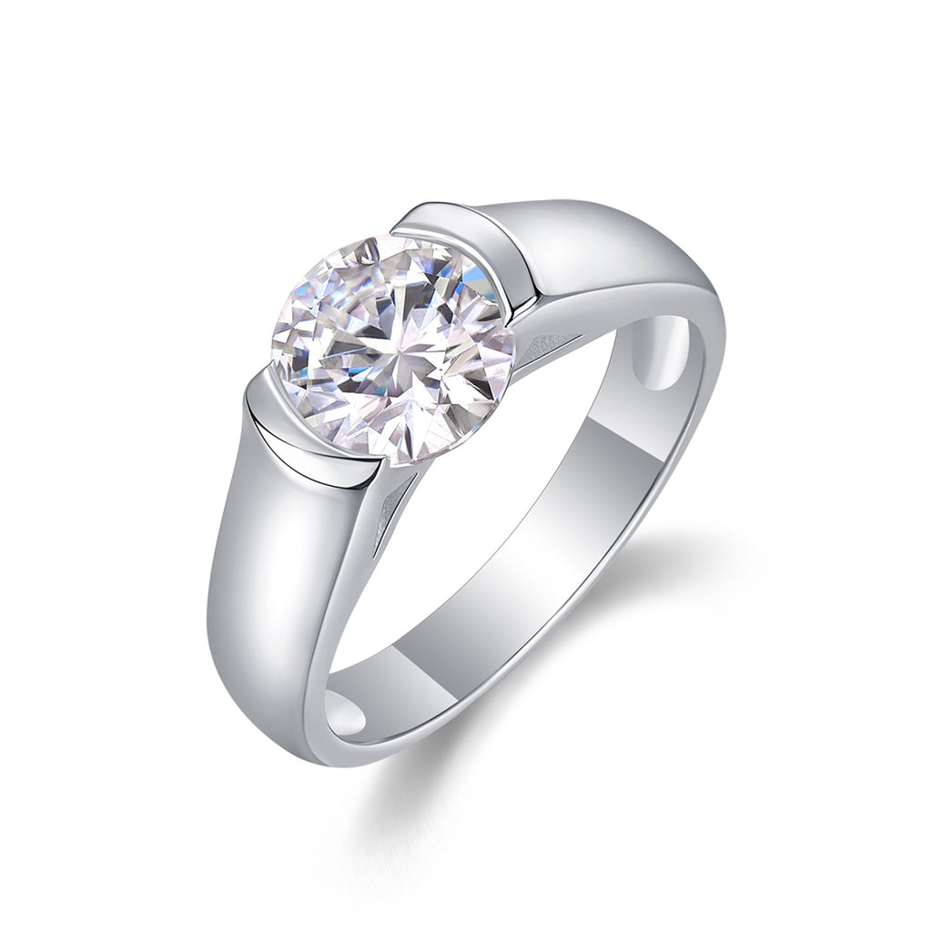 Lifelong 2 Carat Moissanite Solitaire Ring in Sterling Silver