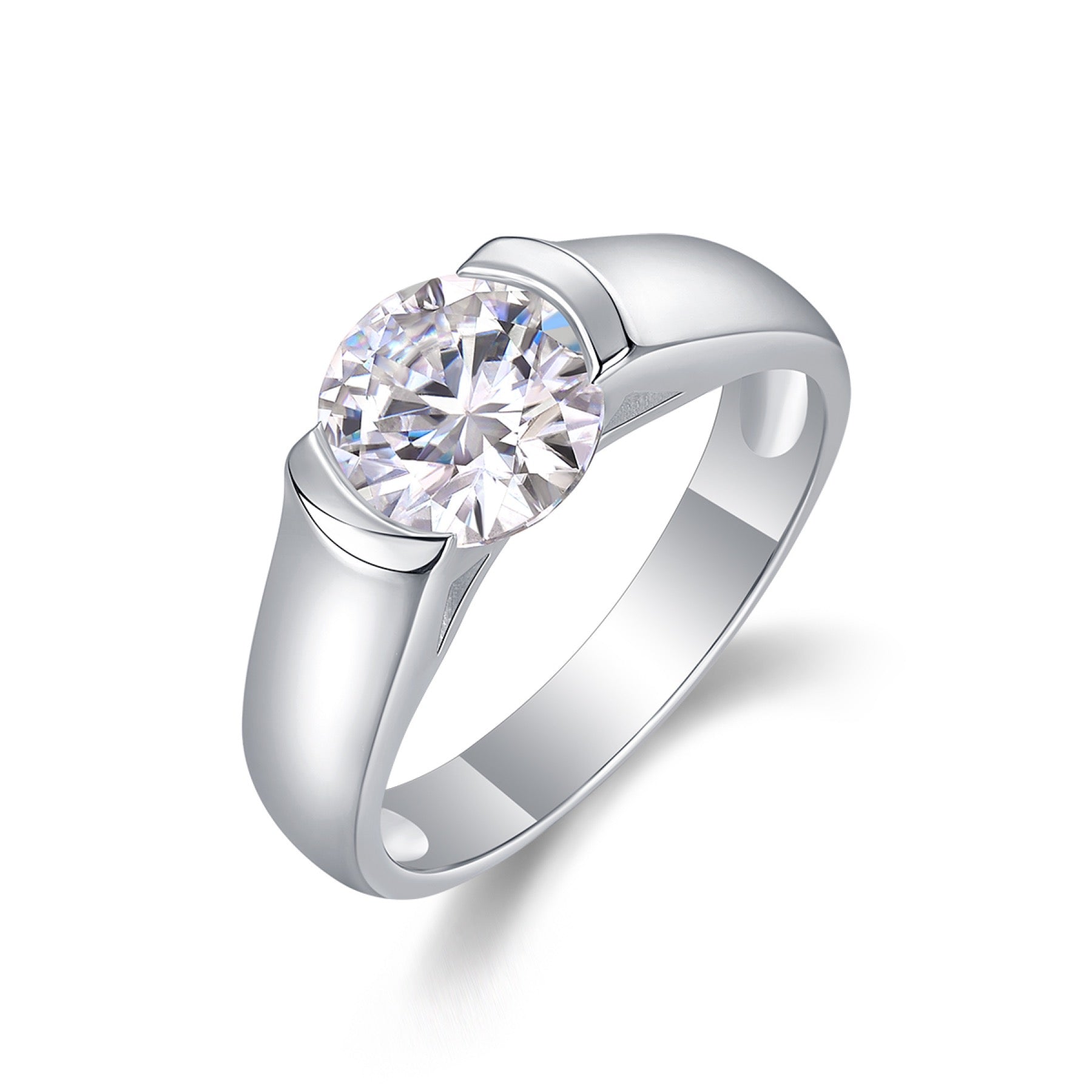 Lifelong 2 Carat Moissanite Solitaire Ring in Sterling Silver